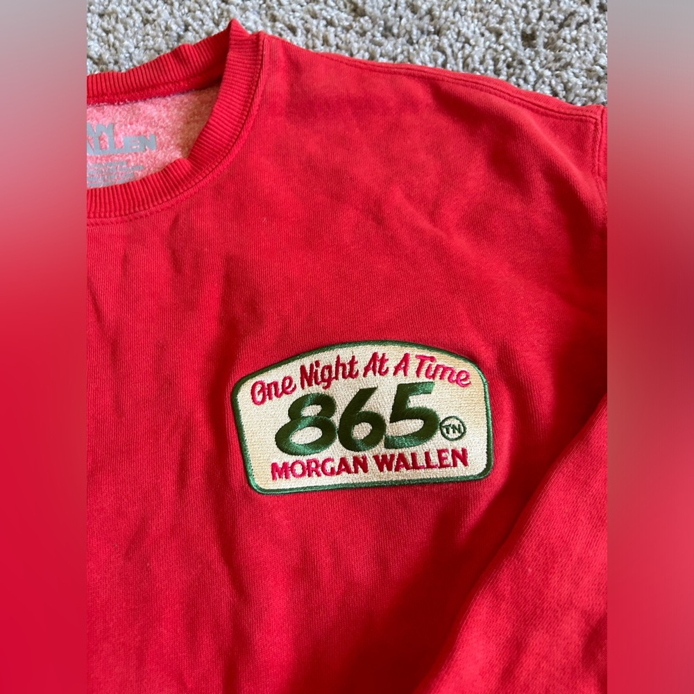 Morgan Wallen One Night At A Time Concert Merch 865 Red Crewneck